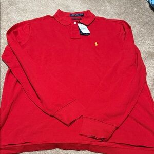 NWT Polo by Ralph Lauren Men's Vibrant Red Long Sleeve Polo